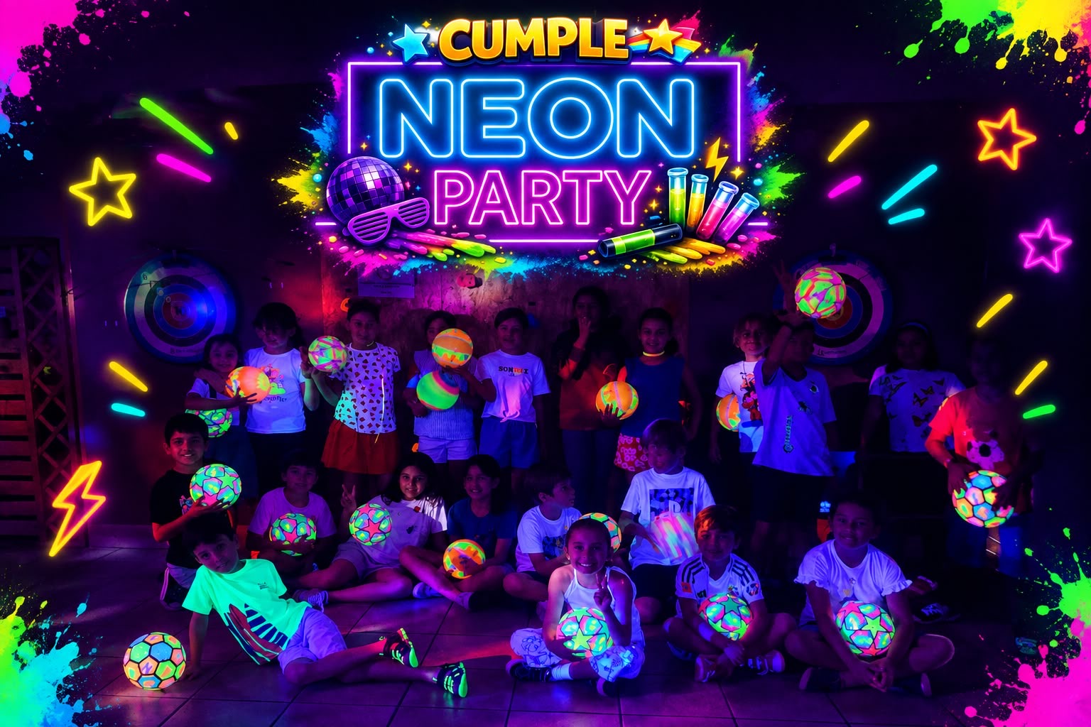 Cumple Neón Party - cumpleaños infantil en Madrid con actividades fluorescentes